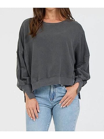 Dear John Trenton Crewneck Sweater in Dark Gull Grey (view 2)