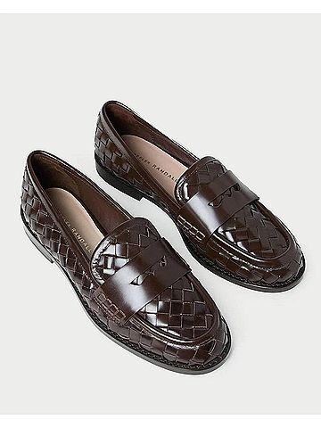 Loeffler Randall Women's Rachel Woven Leather Loafers in Espresso (view 2)