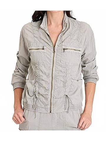 XCVI Amis Cinchable Bomber Jacket in Earl Grey Pigment (view 2)