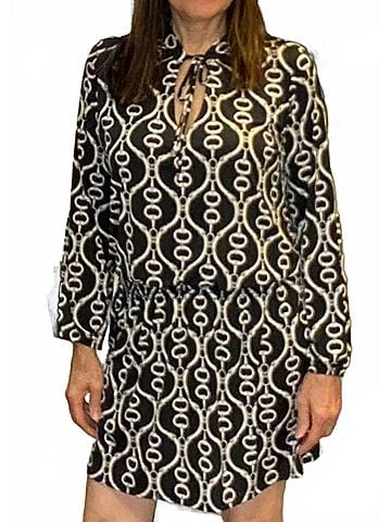Ariella Smocking Links Detail Dress in Black (view 2)