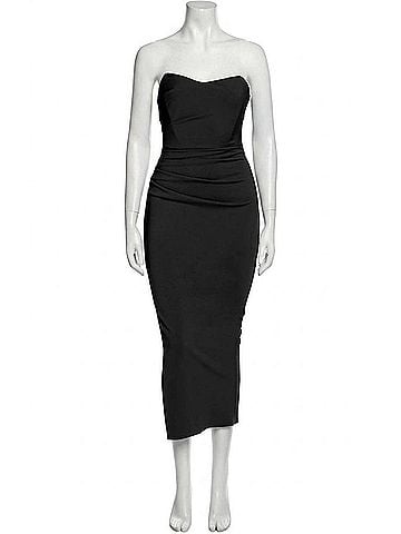 Katie May Ashun Midi Strapless Dress in Black (view 1)