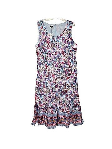 Talbots Floral Belted Voile Maxi Dress Casual Dress (view 1)