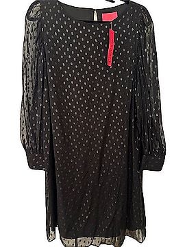 lilly pulitzer maisel silk dress Lilly Pulitzer Maisel Silk Shift Dress Swiss Dot Metallic Onyx Chiffon Sz 8