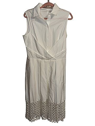 Lela Rose Crochet Guipure Poplin Midi Shirtdress Cocktail Dress (view 1)