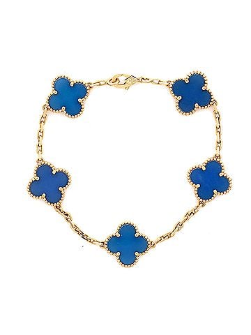 Van Cleef & Arpels Vintage Alhambra 5 Motifs Bracelet 18K Yellow Gold and Agate (view 1)