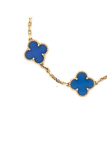Van Cleef & Arpels Vintage Alhambra 5 Motifs Bracelet 18K Yellow Gold and Agate (view 2)