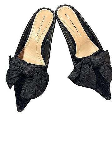 Zara Black Pointed Bow Slip-On Mules Mule/Clog (view 1)