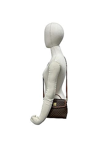 Céline CELINE Vintage Macadam Blazon Triomphe Logo Ring Hardware Leather Mini Shoulder Bag Brown 30839 (view 2)