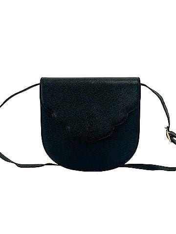 Yves Saint Laurent YVES SAINT LAURENT Vintage YSL Logo Scalloped Leather Mini Shoulder Bag, Black 47212 (view 1)