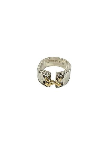 Hermès HERMES Mexico Ring, Sterling Silver 925, 18K Gold, Jewelry, Silver, Item Number 71582 (view 1)