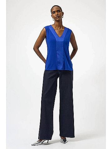 Joseph Ribkoff Fitted V-Neck Sleeveless Top in Royal Sapphire (view 2)