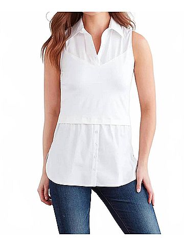 Finley Layering Tank Sleeveless Top in White (view 2)