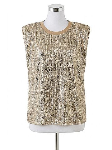 By Together Sequin Sleeveless Top in Ivory (view 1)
