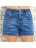 Risen Solid Blue Kaci Double Button Denim Shorts in Blue Size XL - photo 2