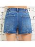 Risen Solid Blue Kaci Double Button Denim Shorts in Blue Size XL - photo 3
