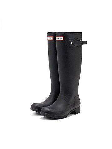 Hunter Women's Original Tall Back Adjustable Rain Boots in Black (view 2)