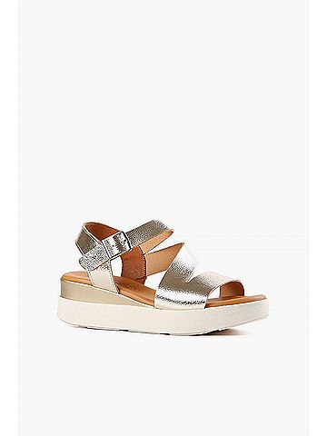 All Black Women's Buckle Lady Platform Sandal in Gold (view 1)