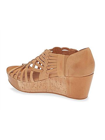 Chocolat Blu Women's Winix Wedge Sandals in Camel Leather (view 2)