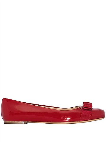 Salvatore Ferragamo Kid's Vara Bow Ballerina Shoes in Red (view 1)