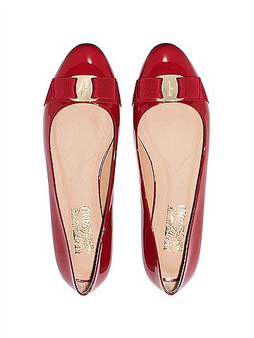 Salvatore Ferragamo Kid's Vara Bow Ballerina Shoes in Red (view 2)