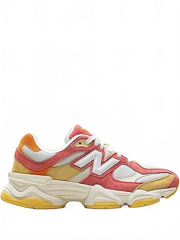 New Balance Women's 9060 Trainer Shoes in Fluorescent Orange/Red/Yellow (view 1)
