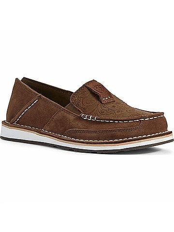 Ariat Women's Cruiser Floral Embossed Slip On Shoe in Brown Suede (view 1)