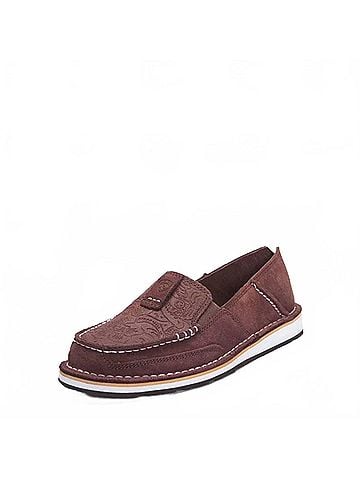 Ariat Women's Cruiser Floral Embossed Slip On Shoe in Brown Suede (view 2)