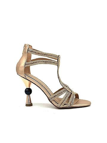 exe Women's Diva Braided Rope T-Strap Heels in Champagne (view 1)