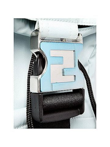 Fendi Women's Fendiness Mini Crossbody Backpack in Cyber Blue Nylon Ff Mesh (view 2)