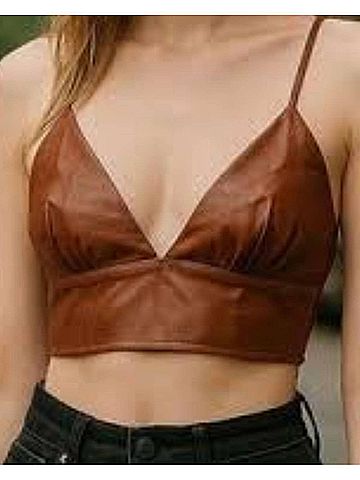 Signature 8 Leatherette Bra Top in Cooper (view 2)