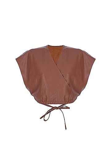 Zeynep Arçay Envelope Leather Top in Feral Earth (view 1)