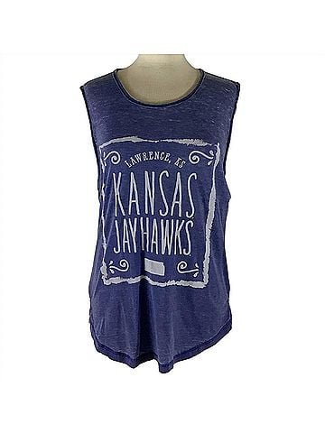 Press Box Women's University Of Kansas Ruffy Tank in Navy (view 1)