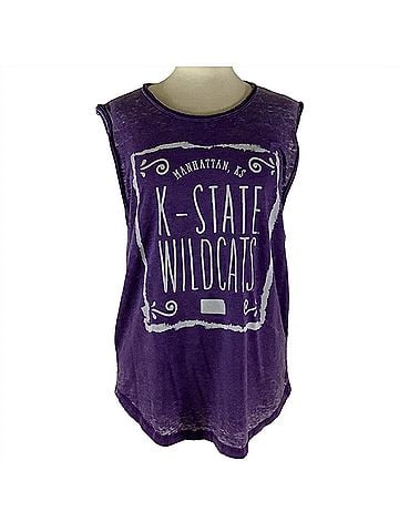 Press Box Women's Kansas State University Ruffy Tank in Purple (view 1)