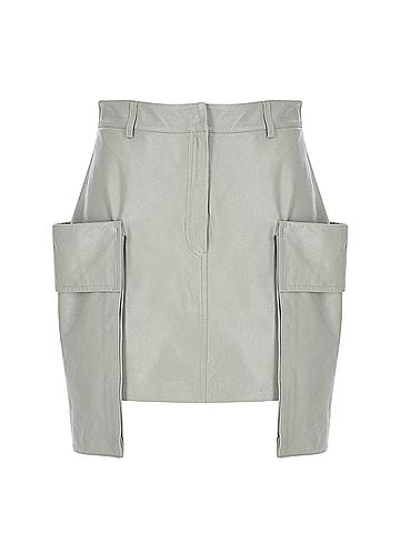 Zeynep Arçay Mini Cargo Leather Skirt in Fresh Breeze (view 1)