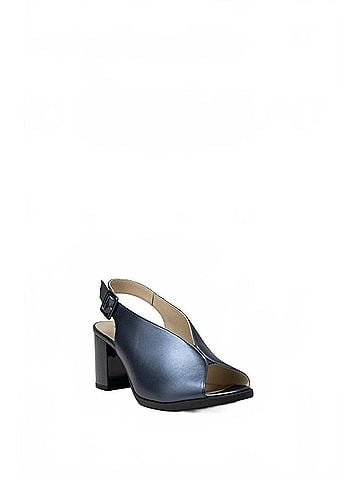 Nero Giardini Women's Metallic Peep Toe Mule in Oceano (view 2)