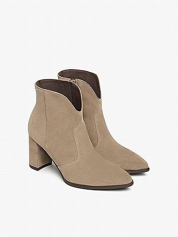 Nero Giardini Women's Velour High Heel Ankle Bootie in Tan (view 2)