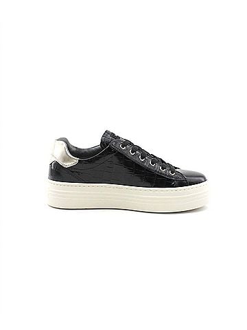 Nero Giardini Women's Zeus Zipper Sneaker in Black Croc (view 1)
