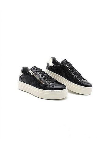 Nero Giardini Women's Zeus Zipper Sneaker in Black Croc (view 2)