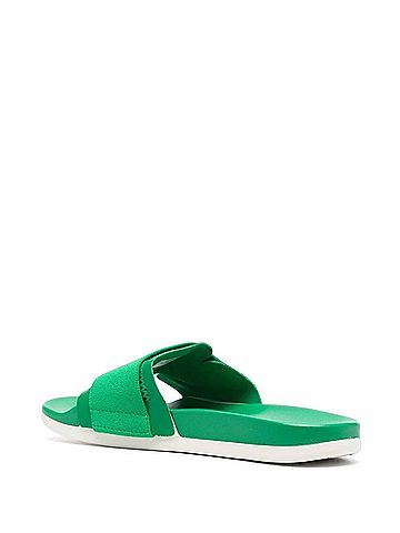 Adidas Stella McCartney Women's Logo Touch-Strap Sliders in Rich Green/White (view 2)