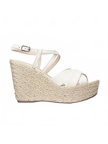 Bruno Menegatti Women's Grace Ankle Strap Wedge Leather Sandal in Off White (view 1)