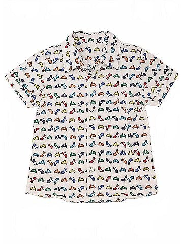 Tuk Tuk Designs Boys Zippy Scooters Button Down Shirt 9-10 Mo in White (view 1)