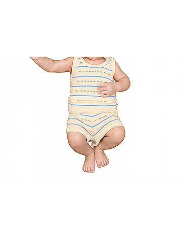 The Bonniemob Boy's Cala Stripe Knit Top in Blue (view 2)