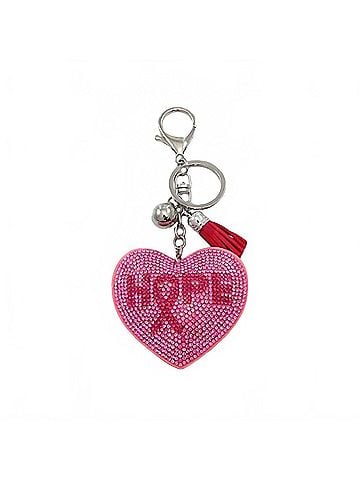 Prep Obessed Women's Hope Rhinestone Heart Keychain in Pink (view 1)