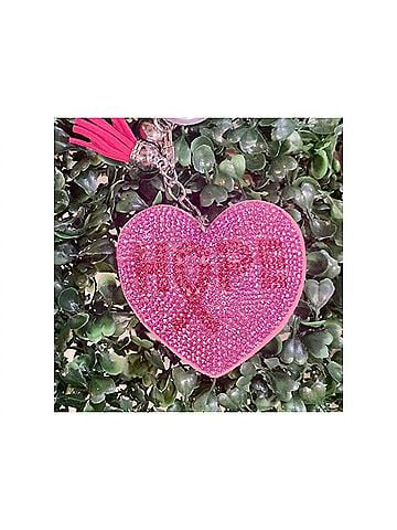 Prep Obessed Women's Hope Rhinestone Heart Keychain in Pink (view 2)