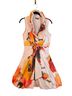 Samuel Dong 100% Polyester Floral Orange White Gold Cocktail Dress Size XS - photo 1