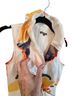 Samuel Dong 100% Polyester Floral Orange White Gold Cocktail Dress Size XS - photo 8