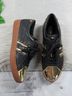 Michael Kors 100% Leather 100% Rubber 100% Metallic Fiber Black Gold Sneakers Size 8 - photo 4