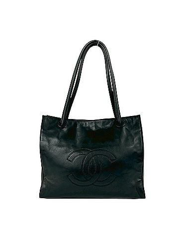 Chanel CHANEL Vintage Coco Mark Lambskin Leather Tote Bag Handbag Black 30250 (view 1)