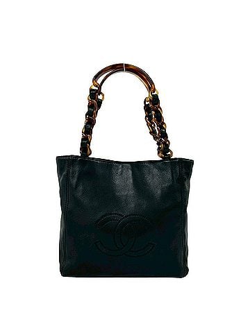 Chanel CHANEL Coco Mark Lambskin Leather Genuine Plastic Chain Handbag Black 29826 (view 1)