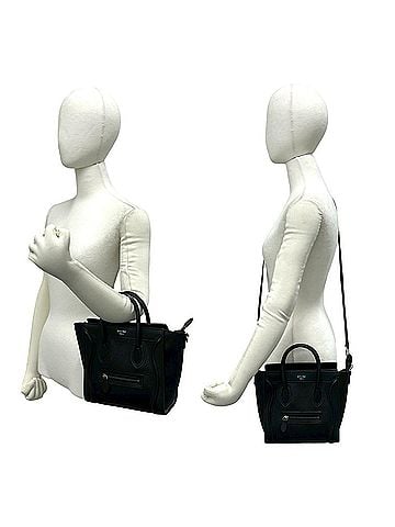 Céline CELINE Luggage Nano Shopper Leather 2-way Shoulder Bag/Handbag, Black, Women's, 30834 (view 2)